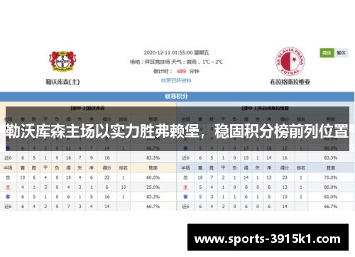 勒沃库森主场以实力胜弗赖堡，稳固积分榜前列位置